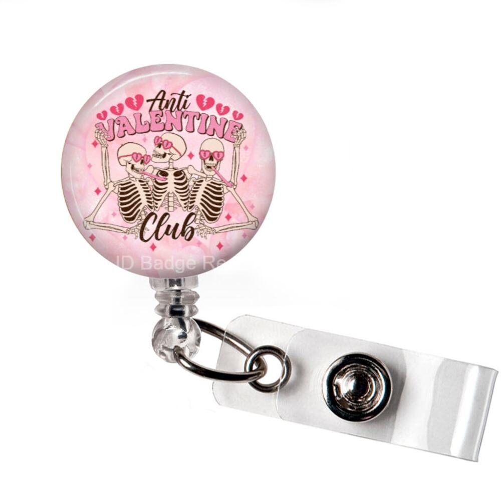 💔😎 Anti-Valentine’s Club Badge Reel | Funny Retractable ID Name Tag Holder